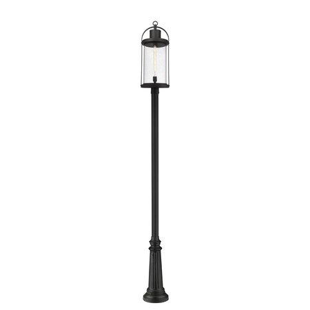 Z-Lite Roundhouse 1 Light Outdoor Post Mounted Fixture, Black And Clear Seedy 569PHXL-511P-BK